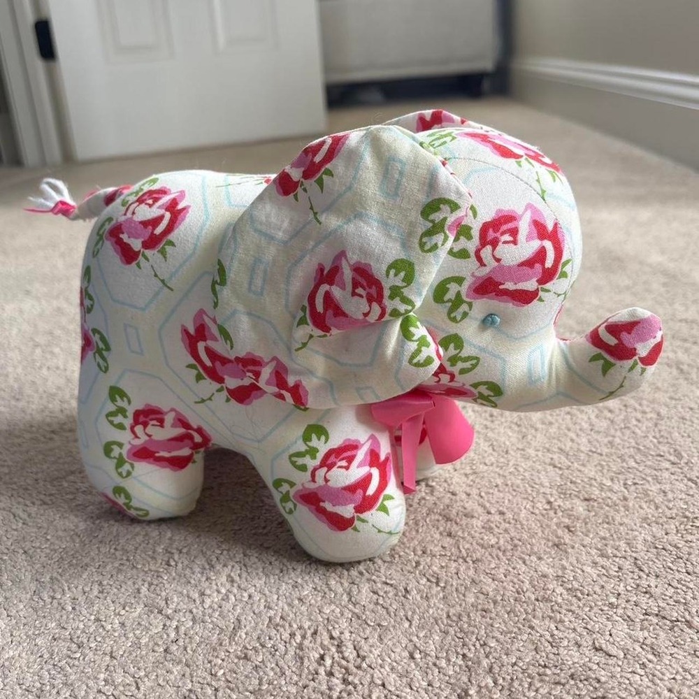 Kate Finn handmade floral elephant plush